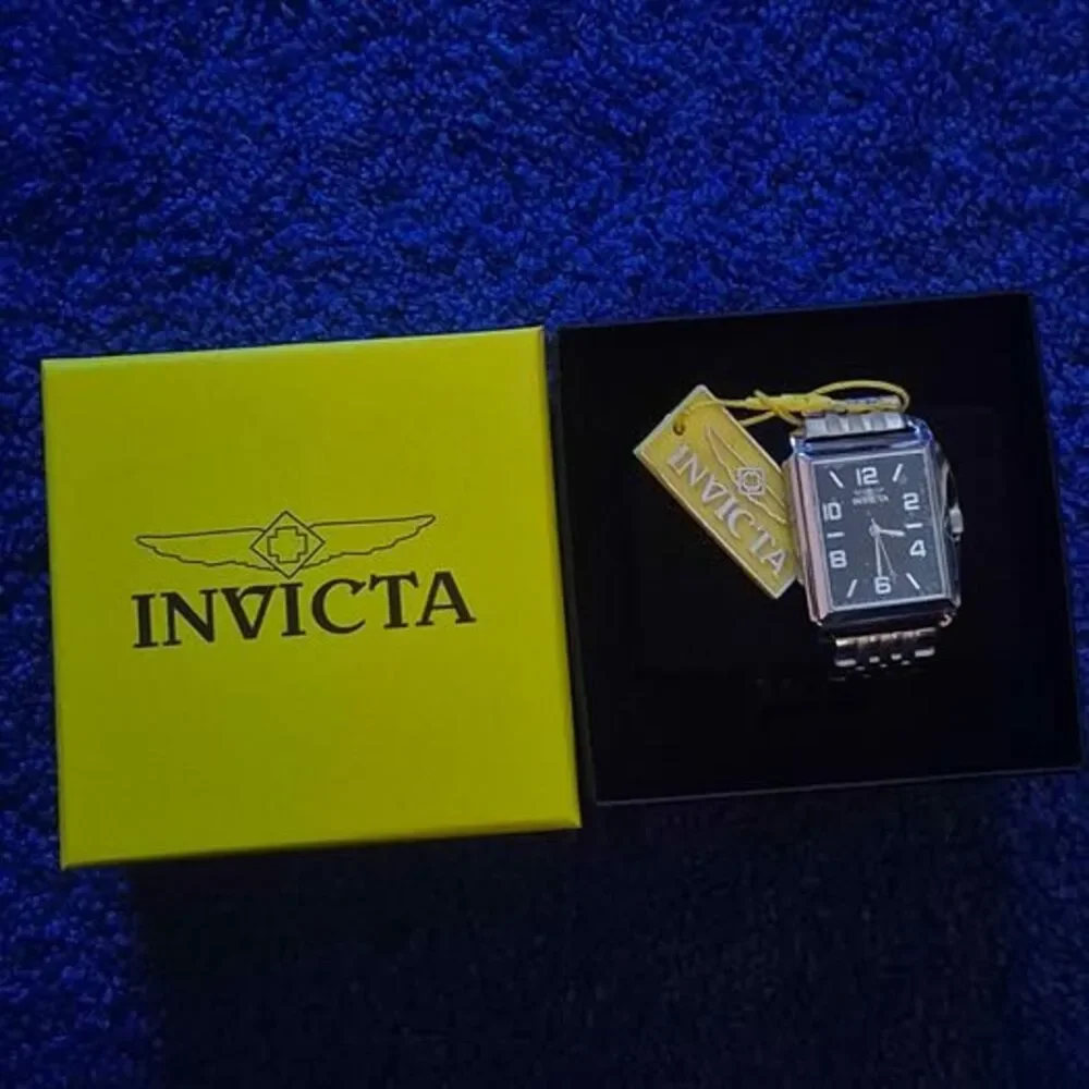 Invicta Vintage Stainless Steel Quartz  Watch (model 46659) Black Square Dial